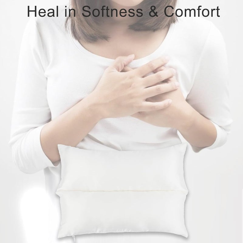 BNRendles Satin Pacemaker Pillow Chemo Port Pillows for Mastectomy, Open Heart Surgery Recovery Gifts Breast Cancer Bypass Post Surgery Cushion, Satin Ivory - Image 2